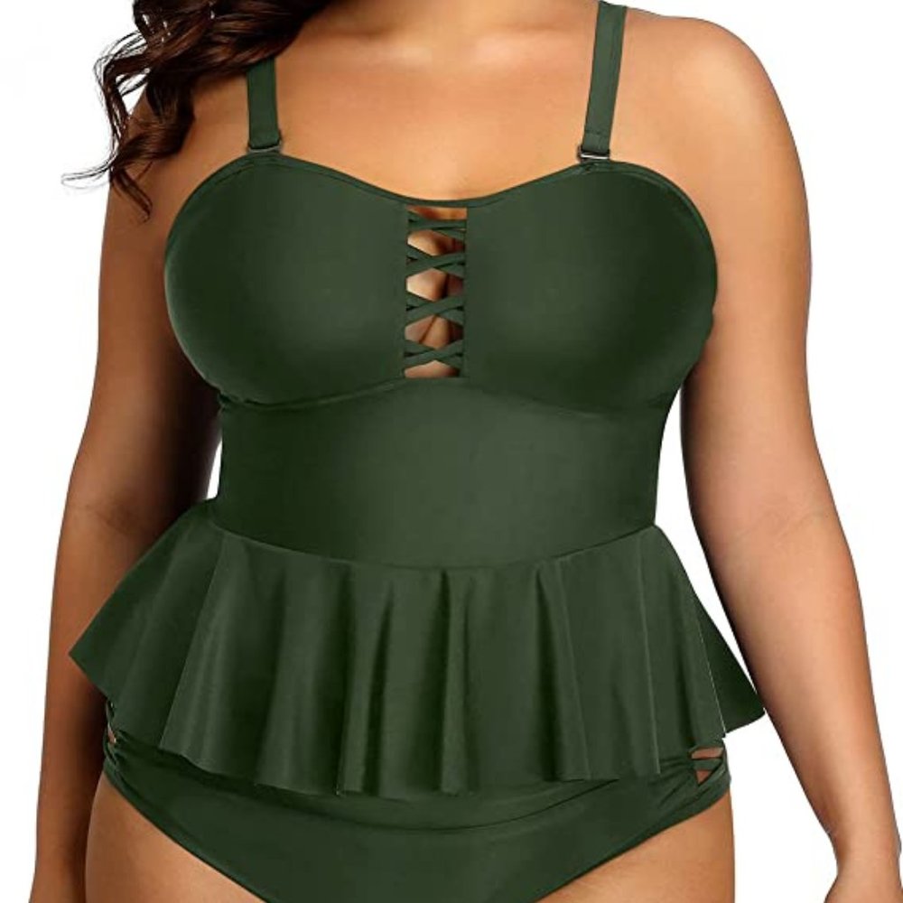 onique Plus Size Swimsuits for Women Tummy Control Two Piece Bathing Suit XXL